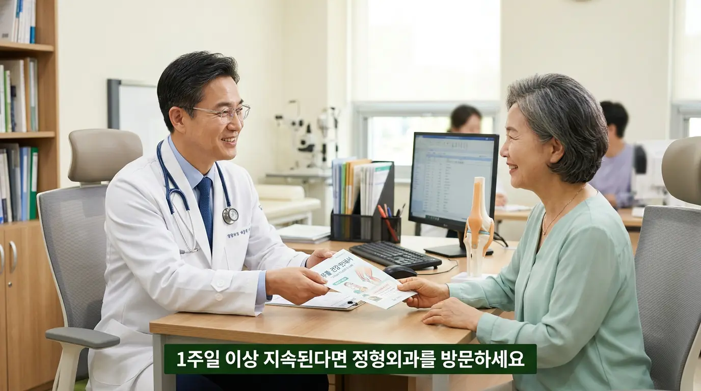 무릎에 물이 차는 증상 정형외과 방문 상담 권고 이미지