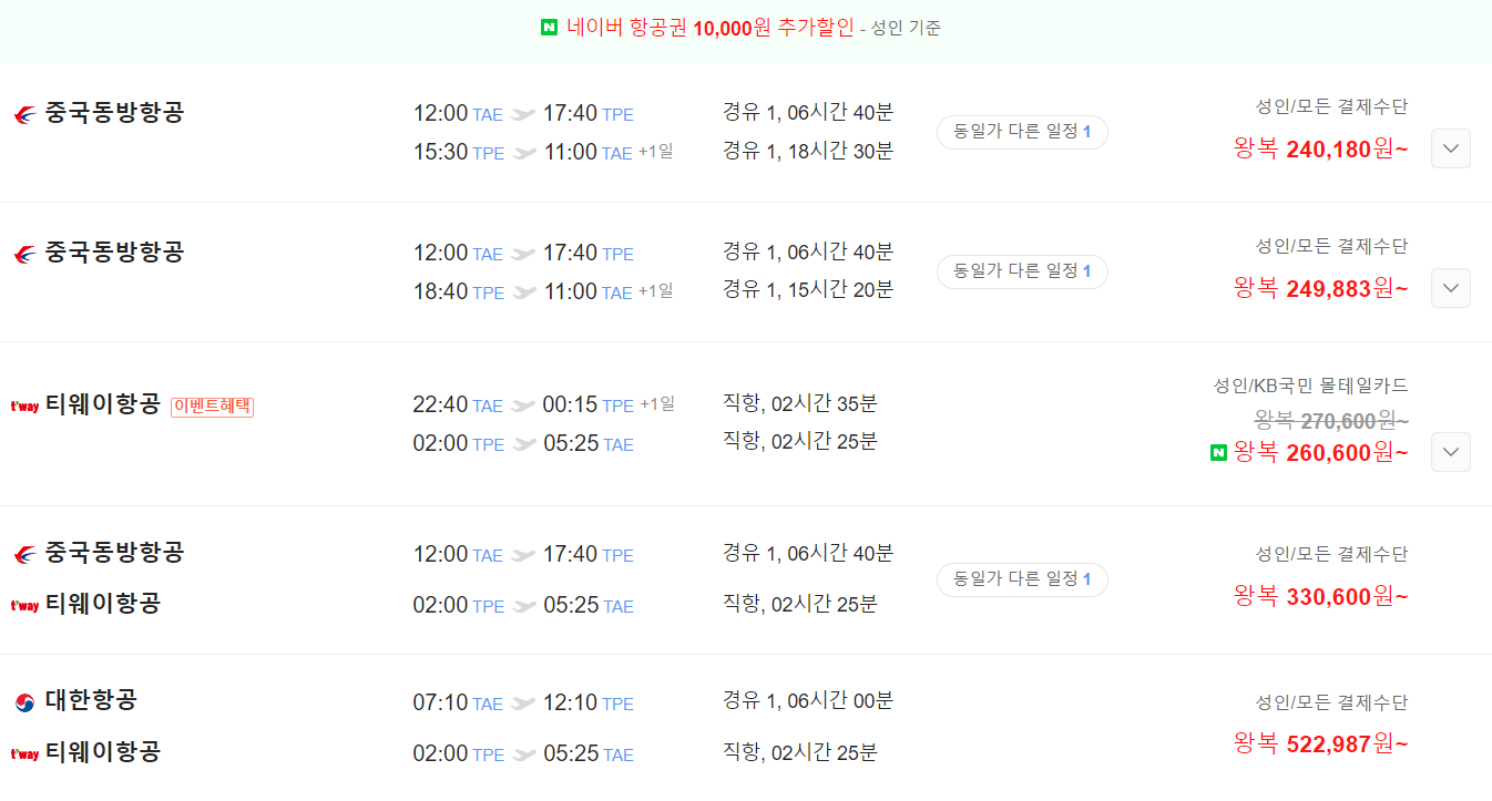 비행기표 가격비교