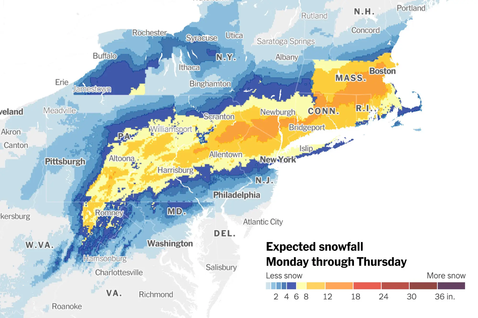 윈터 스톰 경보 발생 (source: New York Times)