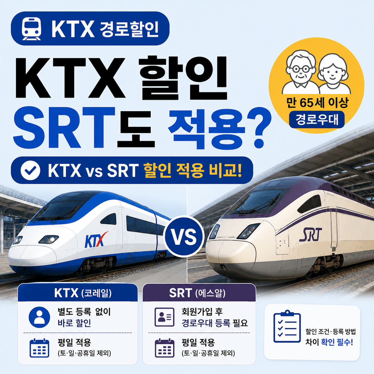 KTX와 SRT 열차가 나란히 정차한 모습
