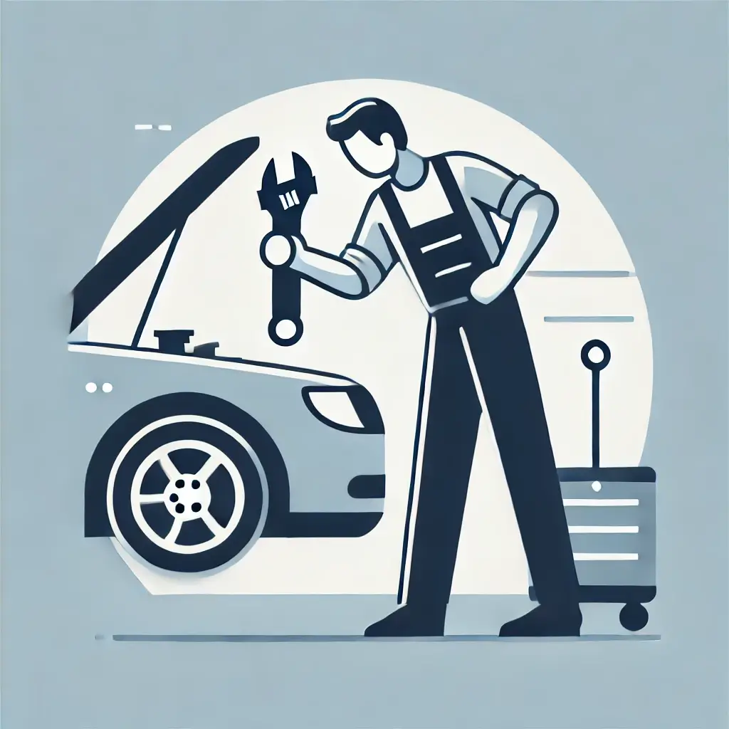 차량 정비를 하고 있는 사람의 모습