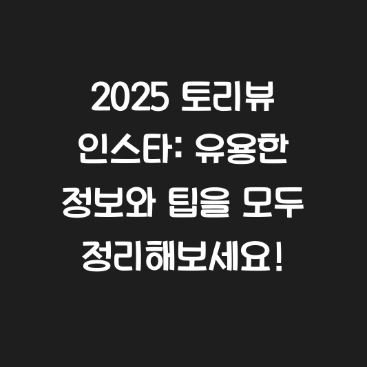 2025 토리뷰 인스타: 유용한 정보와 팁을 모두 정리해보세요! 대표 이미지