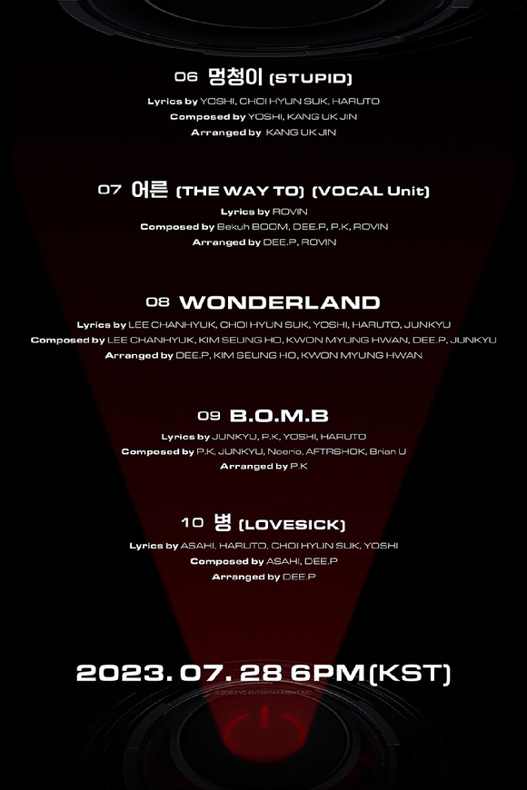 트레저 트랙리스트 [사진=YG엔터테인먼트]