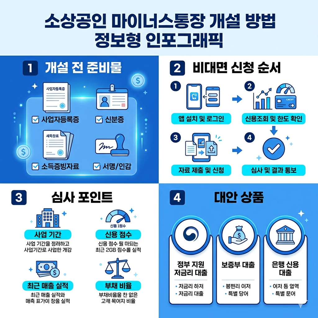소상공인 마이너스통장 개설방법 인포그래픽