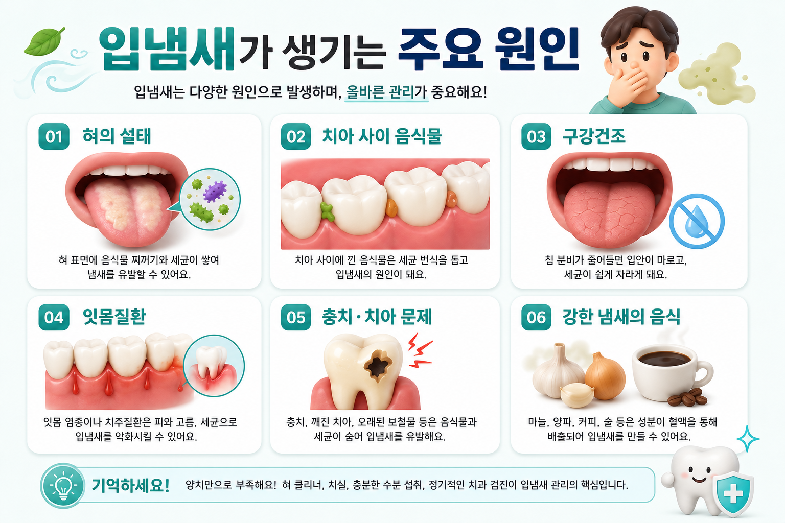 급할 때 입냄새를 줄이는 응급 루틴 인포그래픽