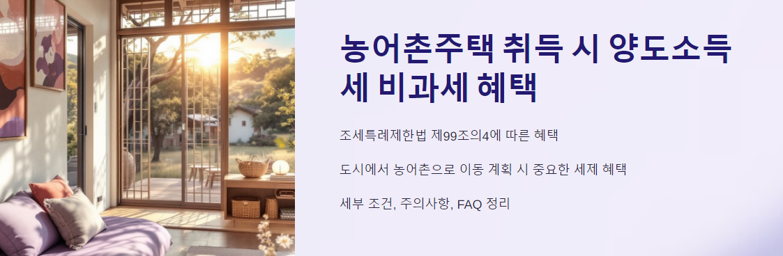 농어촌주택 취득 하고 도시주택을 양도하면 양도소득세 비과세 혜택