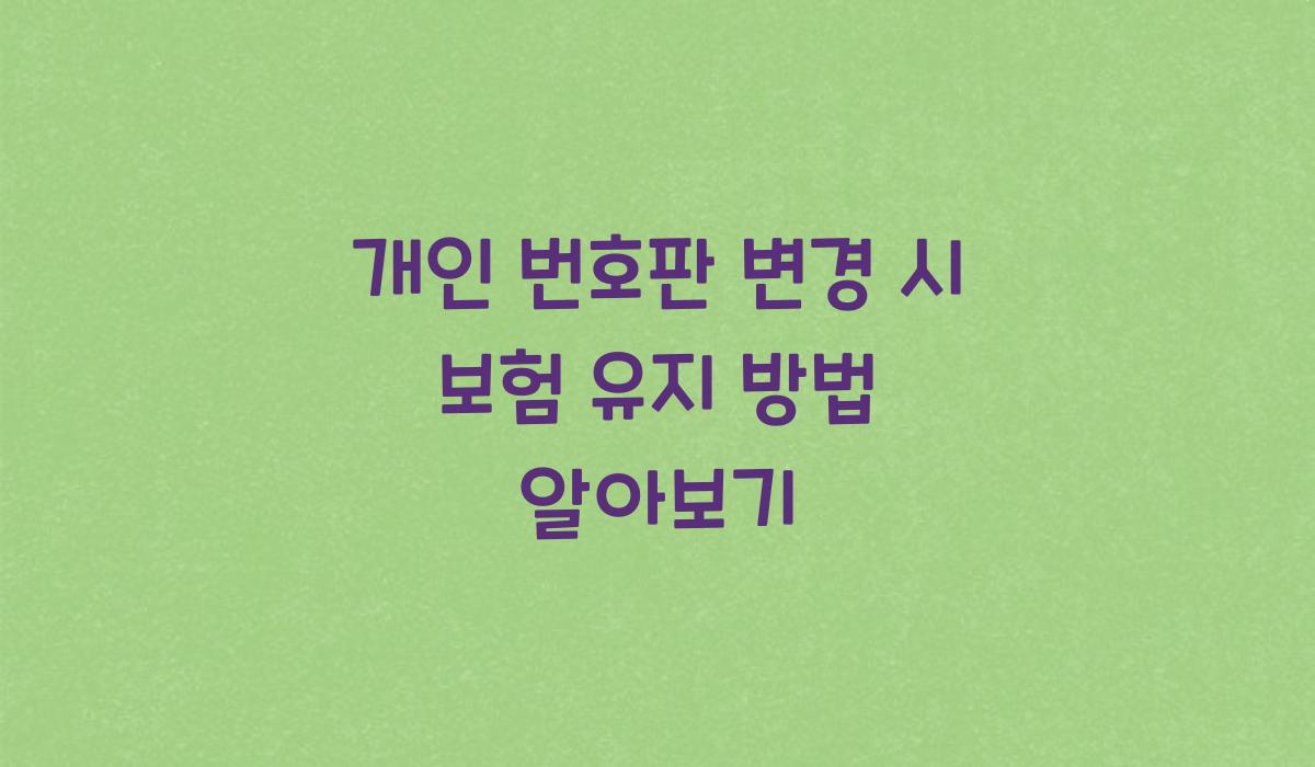 개인 번호판 변경 시 보험 유지 방법