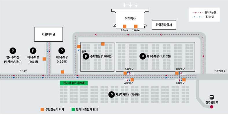 청주국제공항 주차장 위치 안내