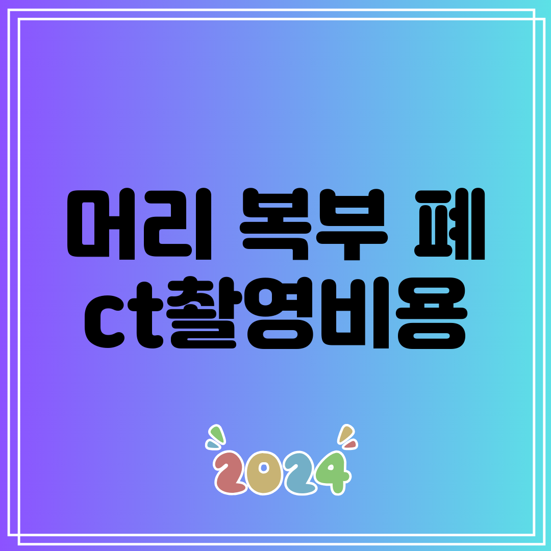 머리 복부 폐 ct촬영비용
