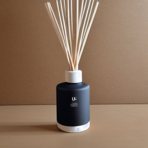 검은색 원통형 디자인의 디퓨저가 바닥 위에 올려져있다