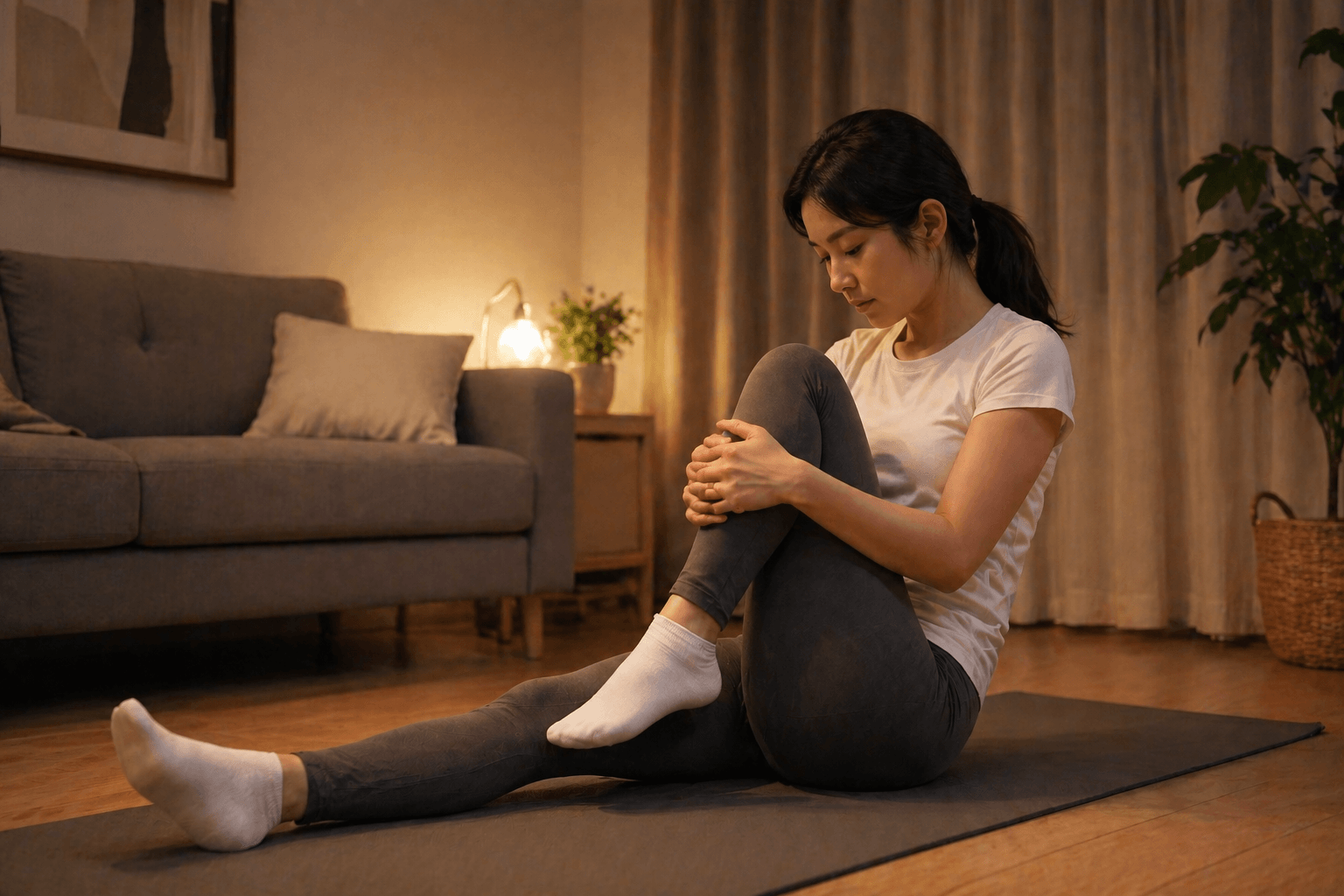 여자가 스트레칭 하는 사진