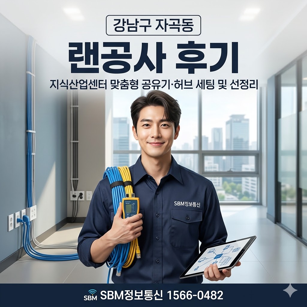 강남구 자곡동 랜공사 후기 ❘ 지식산업센터 맞춤형 공유기&middot;허브 세팅 및 선정리 - SBM정보통신