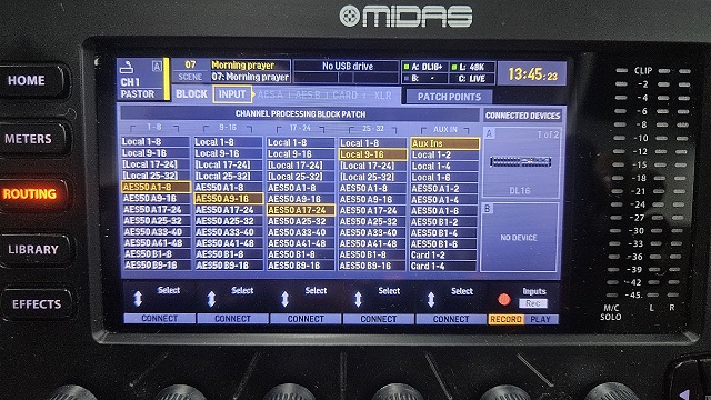 M32의 라우팅 설정 화면
