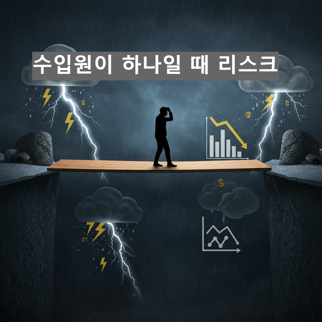하나의 수입원일 때 위험을 알리는 사진