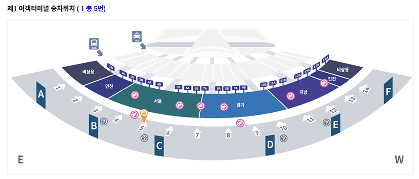 6011번-인천공항-제1터미널-출발-탑승위치