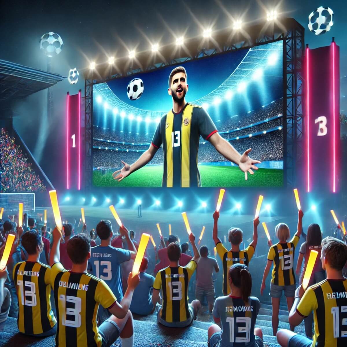 야외 응원 스크린 관람 현장