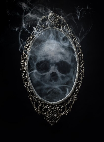 거울 속 해골의 형상화한 모습