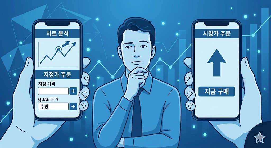업비트 지정가 시장가 선택 기준 설명 이미지