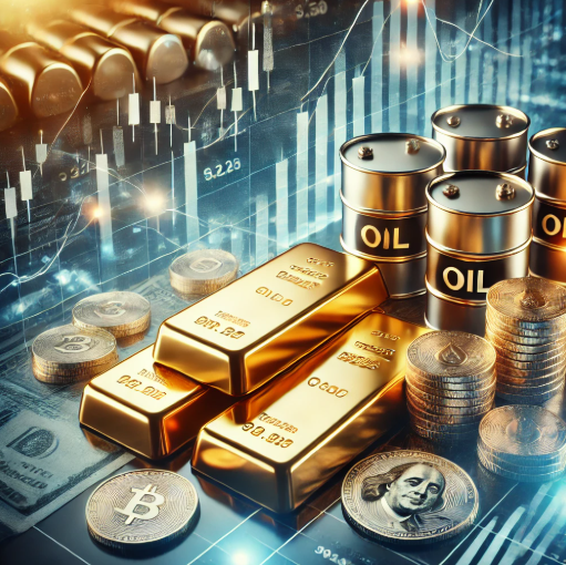 금과 은 그리고 원유 등 원자재를 표현한 사진