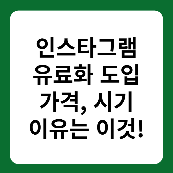 인스타그램 유료화 이유, 가격, 시기