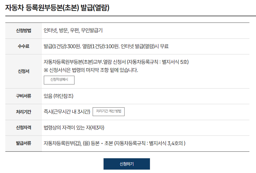 정부24 자동차등록원부 발급