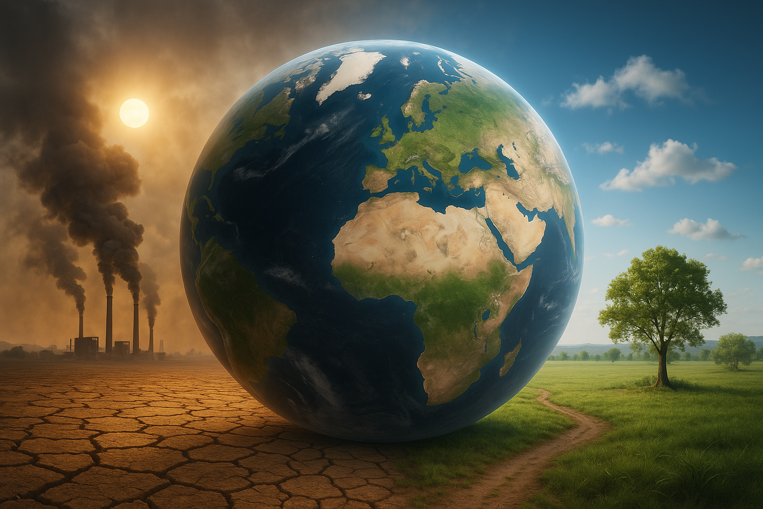 기후변화로 훼손되는 지구를 표현한 기후위기 이미지