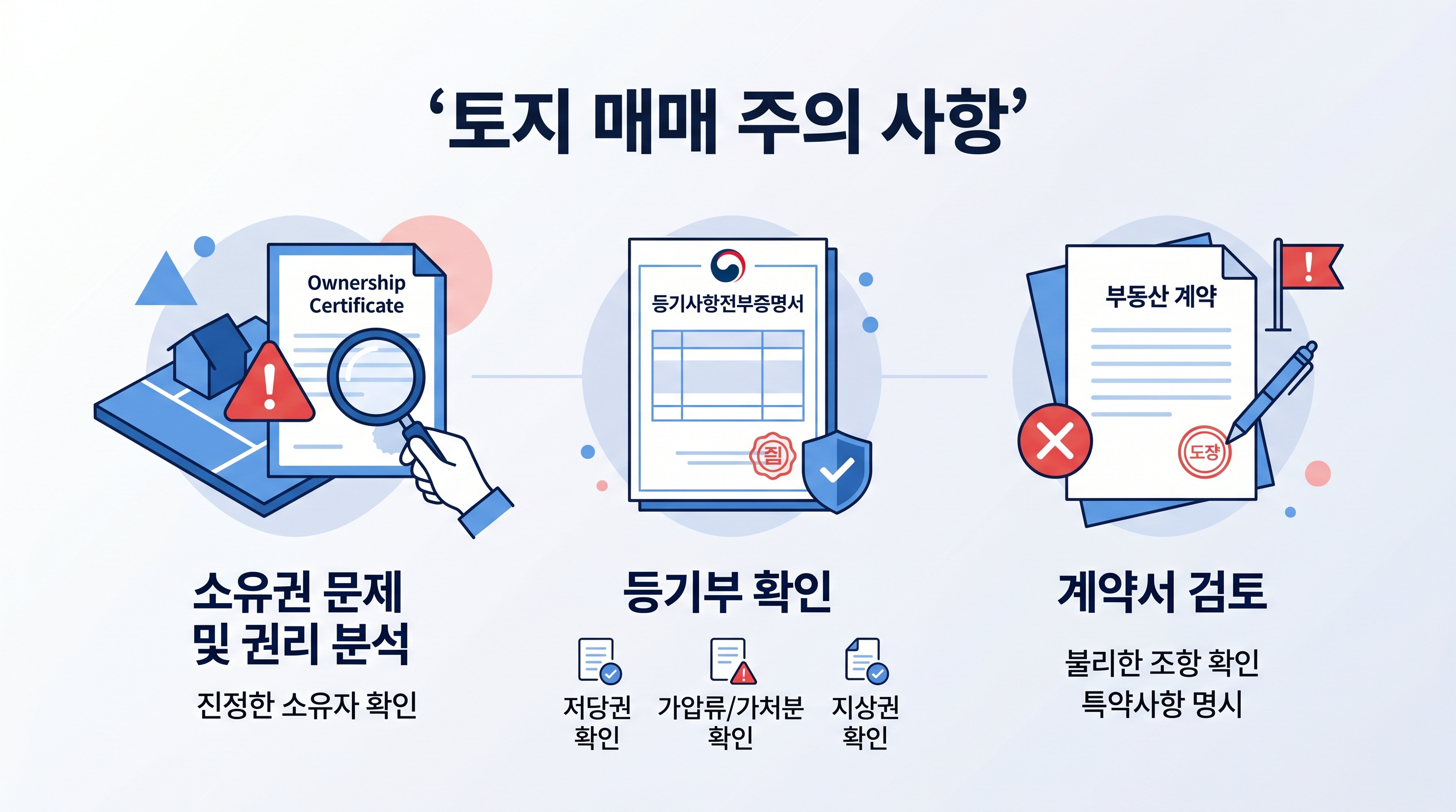 토지 매매시 등기 및 소유권 문제 확인 필수