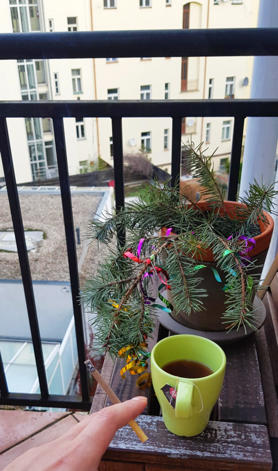 테라스에서 끽연