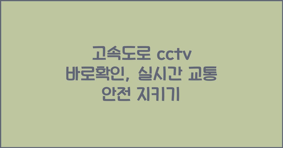 고속도로 cctv 바로확인