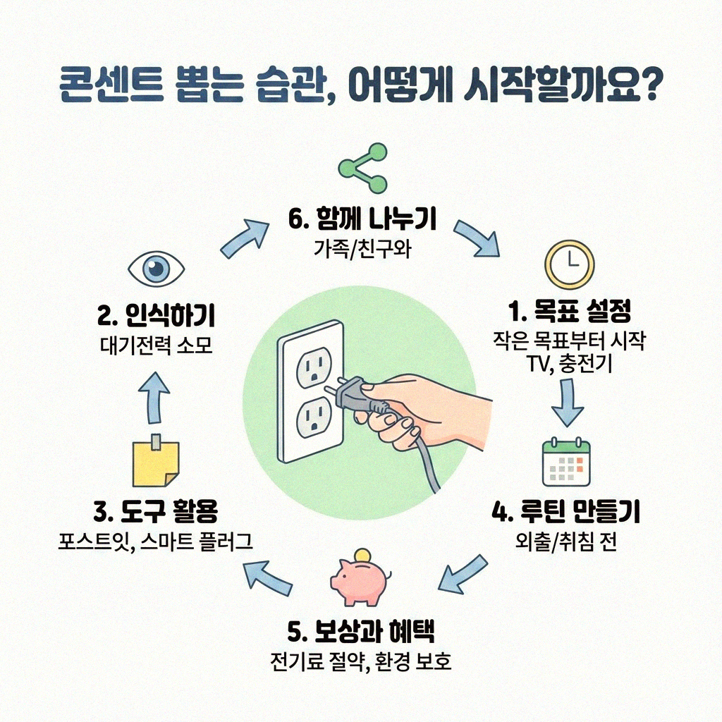 콘센트 뽑는 습관, 어렵지 않아요! 에너지 절약 실천하기