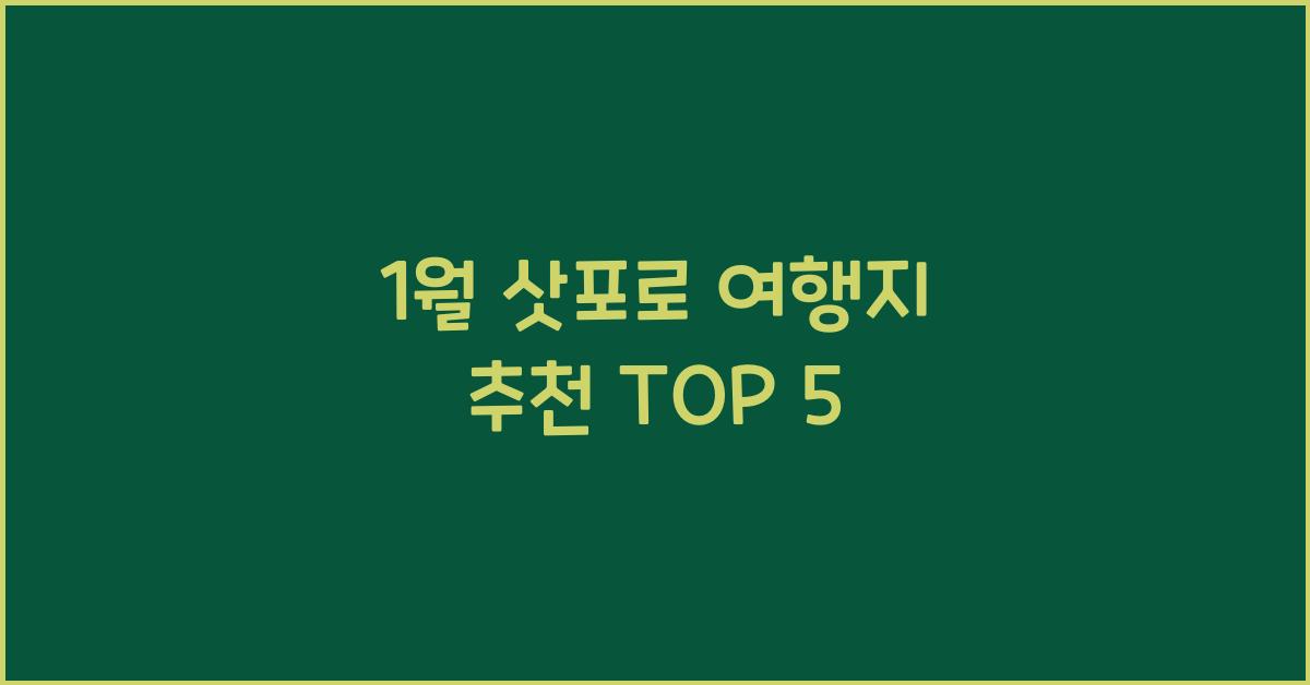 1월 삿포로 여행지 추천