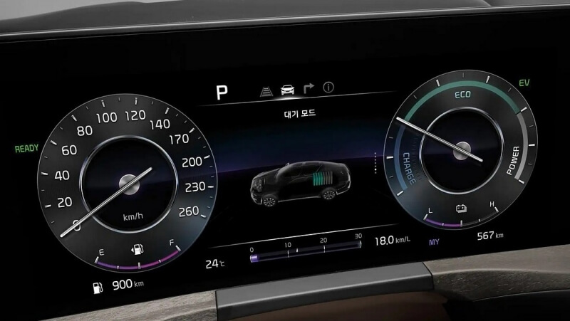 기아-K8-하이브리드-계기판