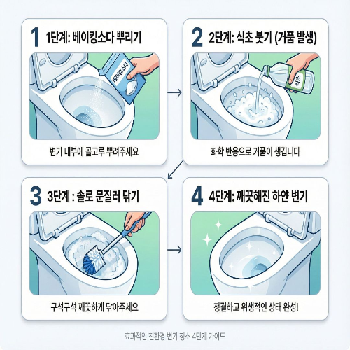 변기 속 물때 &amp; 오염, 청소솔 없이 매일 청결 유지하는 법