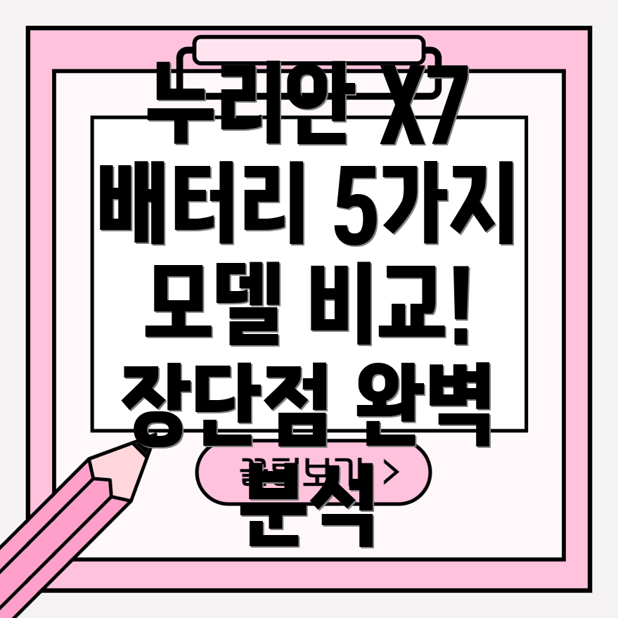 누리안X7배터리선택가이드5가지모델비교분석및장단점