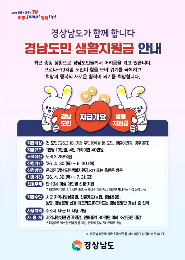 경남 도민생활지원금 신청 홈페이지 ❘ 일정 사용처