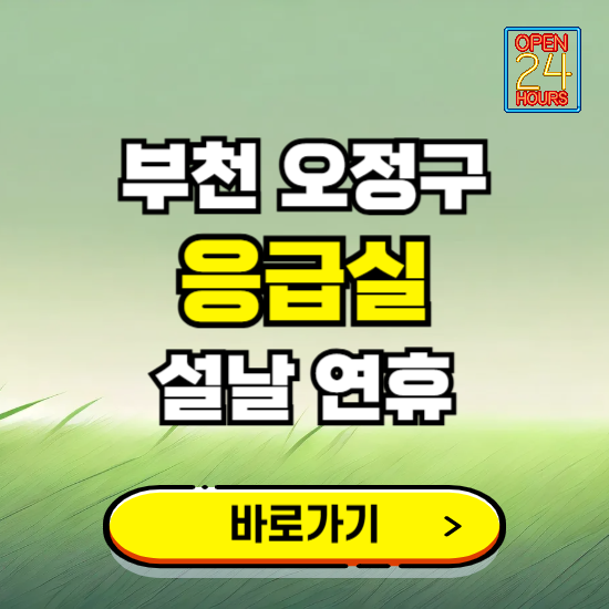 부천시 오정구 설날 연휴 비상진료 응급실 병원 찾기 ❘ 내근처 24시 야간 심야 휴일 가능한 곳