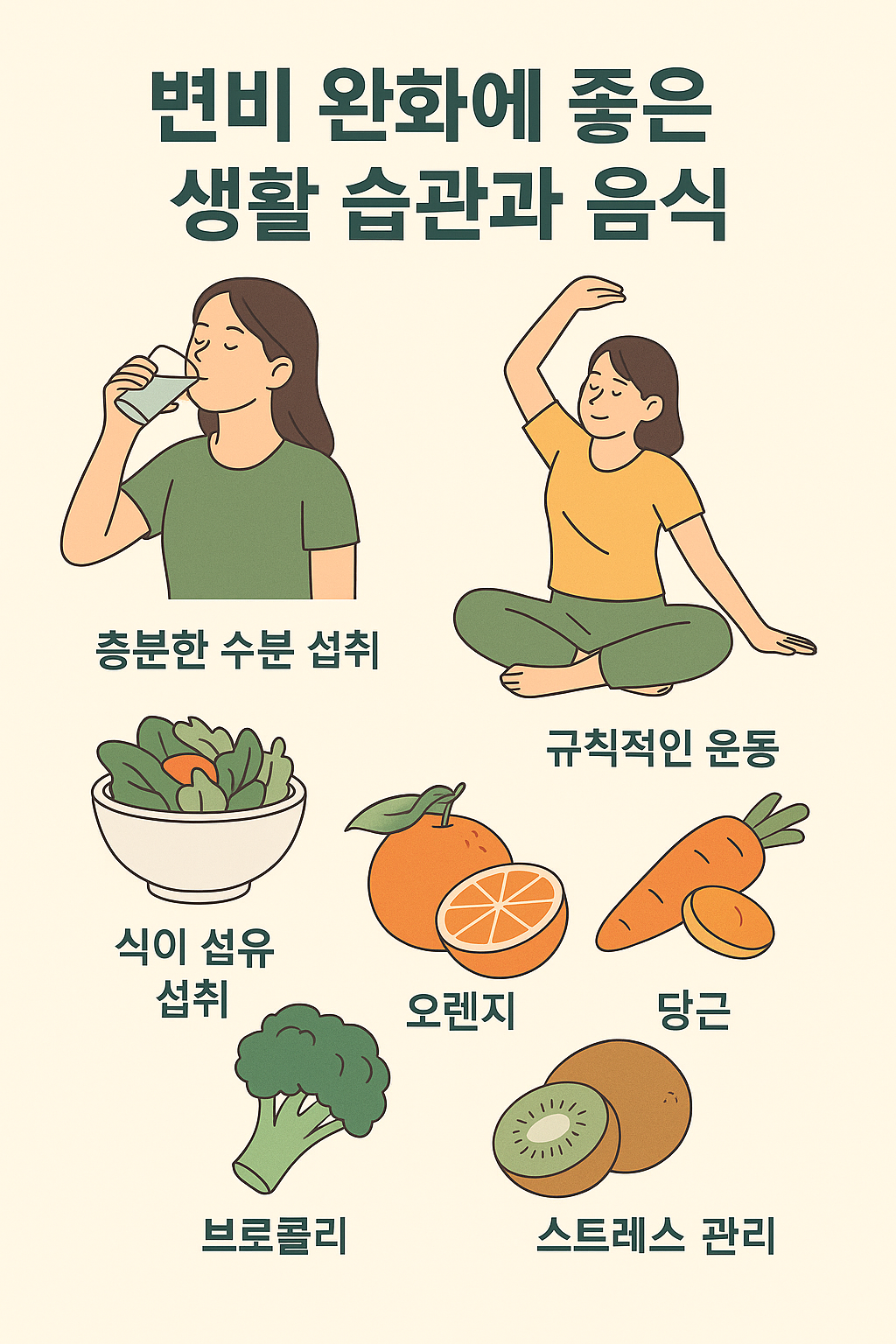 변비 완화에 좋은 생활 습관과 음식