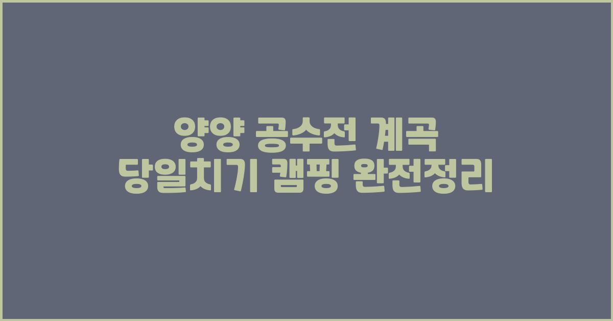 양양 공수전 계곡 당일치기 캠핑 완전정리