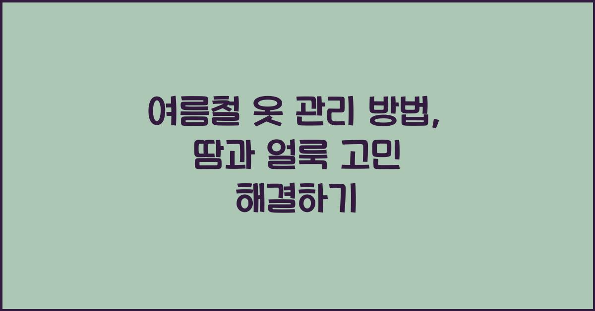 여름철 옷 관리 방법