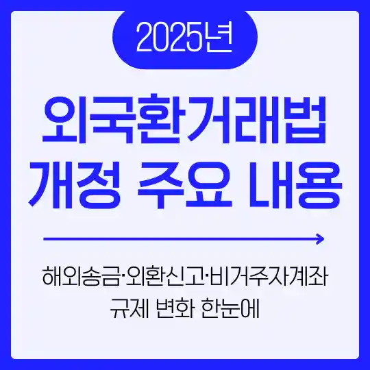 2025년 외국환거래법 개정 주요 내용 — 해외송금·외환신고·비거주자계좌 규제 변화 한눈에 보기