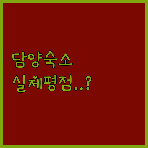 담양 여행 숙소 베스트 5 사진과 실..