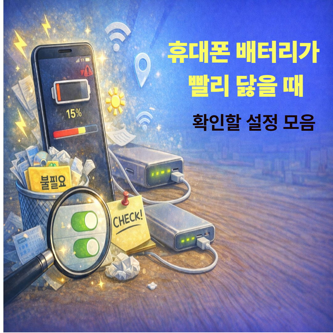 휴대폰 배터리 빨리 닳을 때 확인 사항