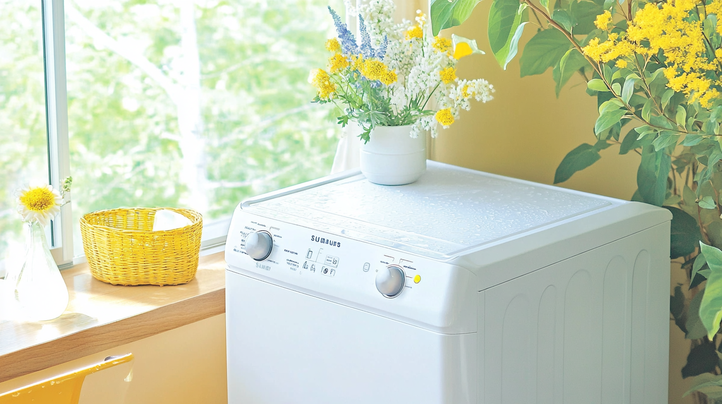 물과 에너지 효율성을 강조한, 환경 친화적인 삼성 세탁기가 있는 가정의 이미지