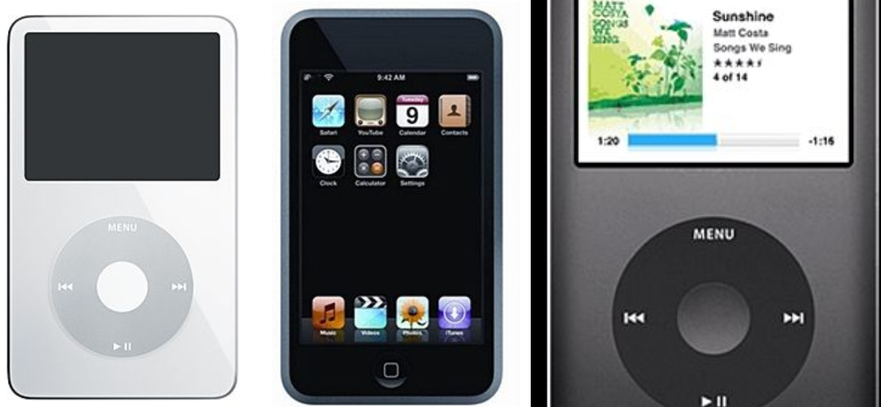 아이팟5세대, 아이팟터치1세대, 아이팟클래식 이미지입니다.
