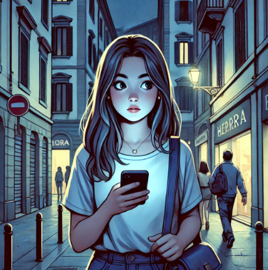 이탈리아 밤길 치안 때문에 걱정하는 여성의 모습