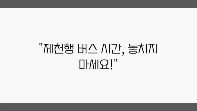 제천 버스터미널 근처 다양한 관광지 정보
