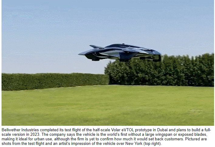 도심 여행 설계 미래형 '하이퍼카' 시험 비행 성공...출퇴근용으로 사용 VIDEO: Futuristic flying hypercar that is designed for inner city travel and could one day reach speeds..