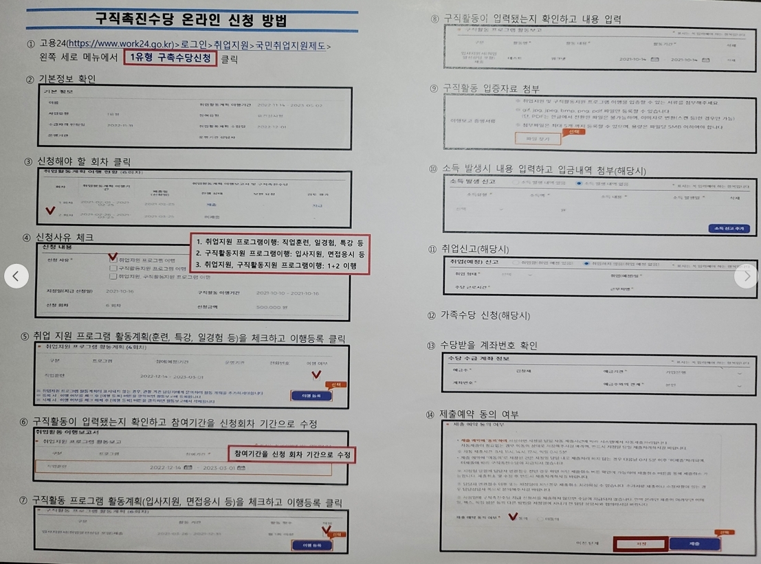 구직촉진수당 온라인 신청방법