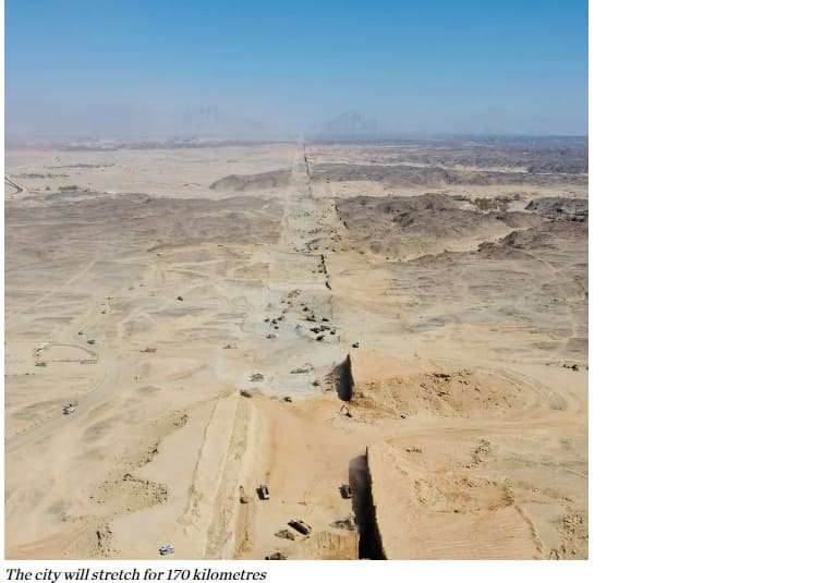 의구심 가졌던 세계 최대 신비의 도시 프로젝트 '네옴''...과연 건설될까 VIDEO: Drone footage reveals The Line megacity under construction in Saudi Arabia
