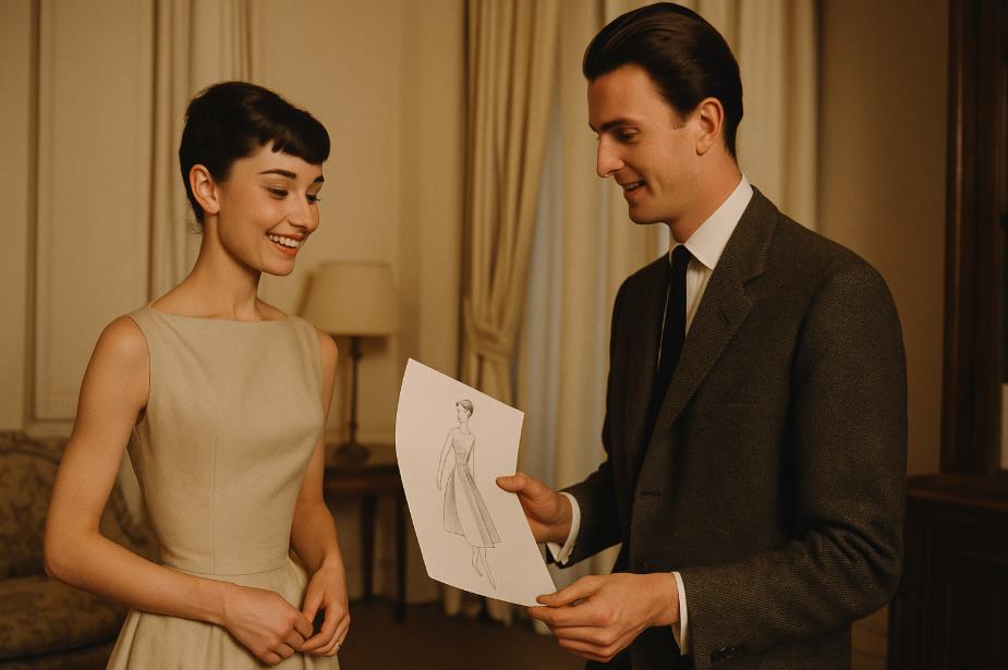 오드리 헵번과 위베르 드 지방시가 처음 만난 파리 아틀리에 장면